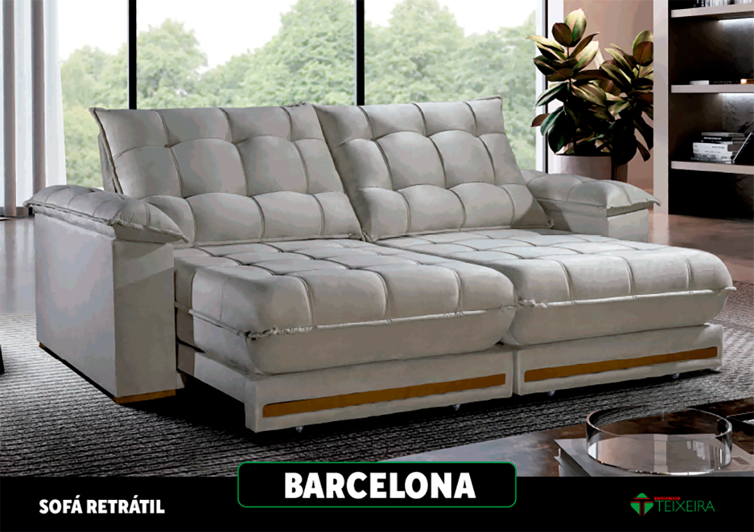 Sofá Barcelona Retrátil e Reclinável Pillow - Teixeira Estofados