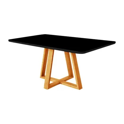 Mesa de Jantar Luxo 160x90 Tampo Mdf/vidro - AKKAR