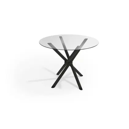 Conjunto Mesa Redonda de Vidro e 4 Cadeiras
