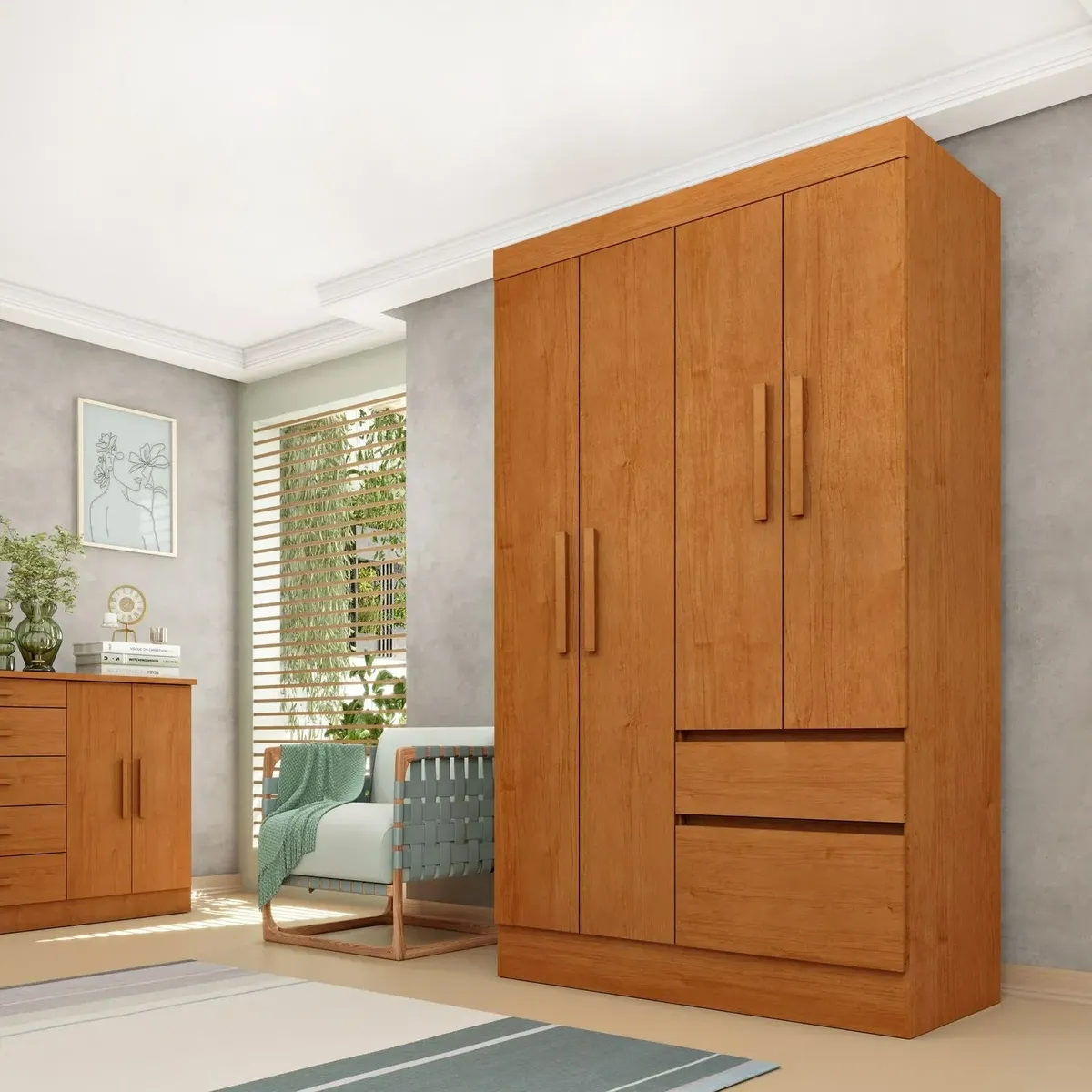 Guarda Roupa 4 Portas 2 Gavetas Oregon Tcil